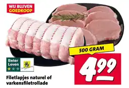 Nettorama Filetlapjes naturel of varkensfiletrollade aanbieding