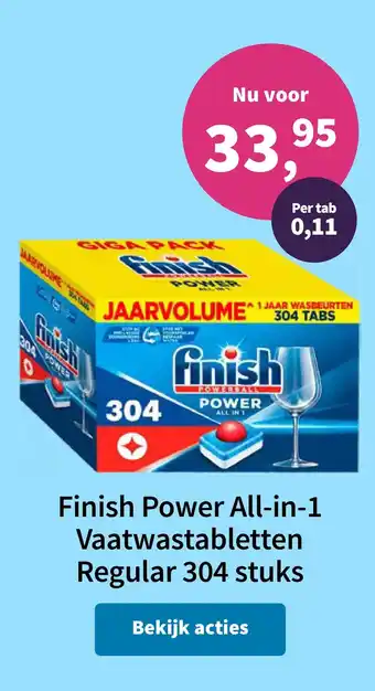 Plein.nl Finish Power All-in-1 Vaatwastabletten Regular aanbieding