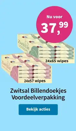 Plein.nl Zwitsal Billendoekjes Voordeelverpakking aanbieding