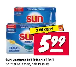 Nettorama Sun vaatwas tabletten all in 1 aanbieding