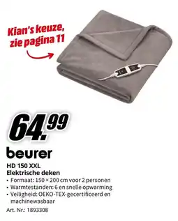 MediaMarkt Beurer HD 150 XXL Elektrische deken aanbieding