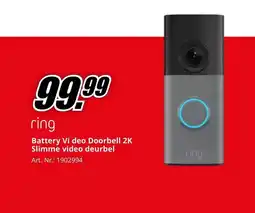 MediaMarkt Ring battery vi deo doorbell 2K slimme video deurbel aanbieding