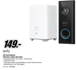 MediaMarkt eufy 2K Homebase Slimme video deurbel aanbieding