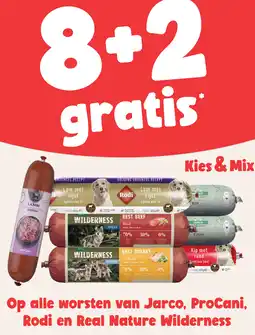 Maxi Zoo Alle worsten van Jarco, ProCani, Rodi en Real Nature Wilderness aanbieding