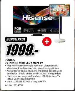 MediaMarkt Hisense 75UR9S 75 inch 4k Mini-LED smart TV aanbieding