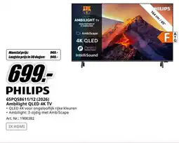 MediaMarkt PHILIPS 65PQS8611/12 (2026) Ambilight QLED 4K TV aanbieding
