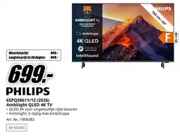 MediaMarkt PHILIPS 65PQS8611/12 (2026) Ambilight QLED 4K TV aanbieding