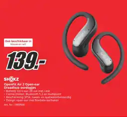 MediaMarkt Shokz OpenFit Air 2 Open-ear Draadloze oordopjes aanbieding