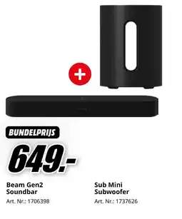 MediaMarkt Sonos Beam Gen2 Soundbar aanbieding