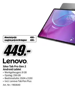 MediaMarkt Lenovo Idea Tab Pro Gen 2 Android tablet aanbieding