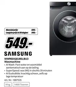 MediaMarkt SAMSUNG WW90DG6U85LBU3 Wasmachine aanbieding