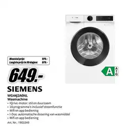 MediaMarkt Siemens WG44J2AONL wasmachine aanbieding