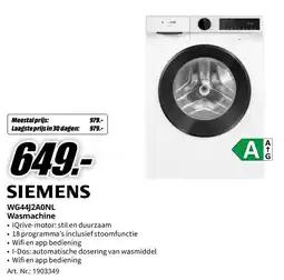 MediaMarkt SIEMENS WG44J2AONL Wasmachine aanbieding
