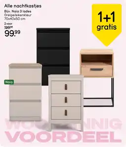 Leen Bakker Alle nachtkastjes 1+1 gratis aanbieding