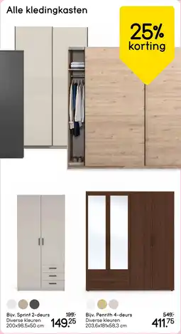 Leen Bakker Alle kledingkasten 25% korting aanbieding