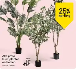 Leen Bakker Alle grote kunstplanten en bomen 25% korting aanbieding