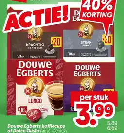 Dekamarkt Douwe Egberts koffiecups of Dolce Gusto aanbieding