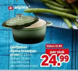 Dekamarkt Gietijzeren Alpina braadpan groen aanbieding