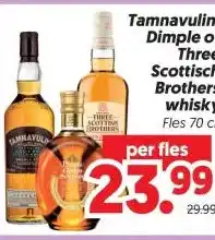 Dekamarkt Tamnavulin, Dimple of Three Scottisch Brothers whisky aanbieding