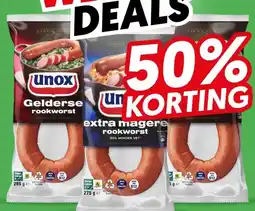 Dekamarkt Unox rookworst aanbieding