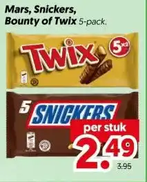 Dekamarkt Mars, Snickers, Bounty of Twix aanbieding