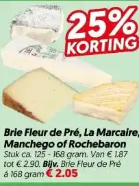 Dekamarkt Brie Fleur de Pré, La Marcaire, Manchego of Rochebaron aanbieding