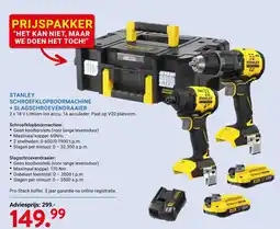 Kluswijs stanley schroefklopboormachine + slagschroevendraaiers aanbieding