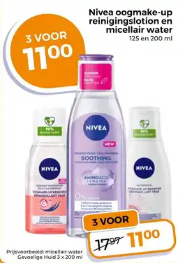 Trekpleister Nivea Oogmake-up Reinigingslotion en Micellair Water aanbieding