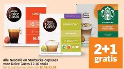 Albert Heijn Alle Nescafé en Starbucks capsules voor Dolce Gusto 12-16 stuks aanbieding