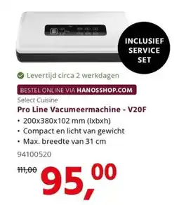 HANOS Select Cuisine Pro Line Vacuümemachine - V20F aanbieding