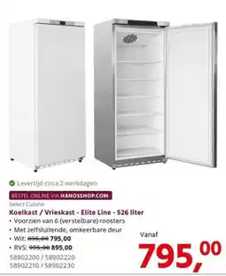 HANOS Select Cuisine Koelkast / Vrieskast - Elite Line - 526 liter aanbieding