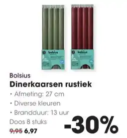 HANOS Bolsius Dinerkaarsen rustiek aanbieding