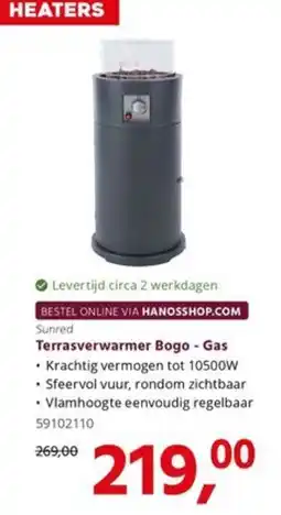 HANOS Sunred Terrasverwarmer Bogo - Gas aanbieding