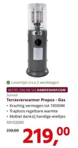 HANOS Sunred Terrasverwarmer Propus - Gas aanbieding