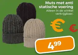 Trekpleister Muts met Anti Statische Voering aanbieding