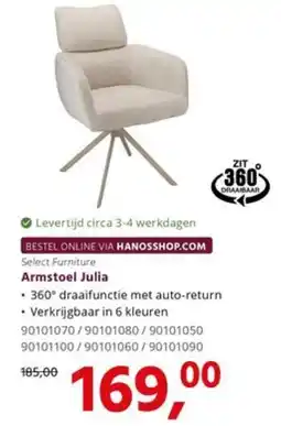 HANOS Select Furniture Armstoel Julia aanbieding