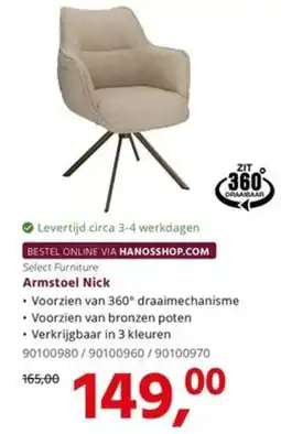 HANOS Select Furniture Armstoel Nick aanbieding