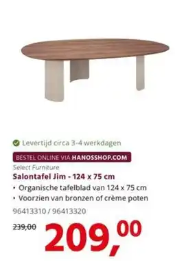 HANOS Select Furniture Salontafel Jim - 124 x 75 cm aanbieding