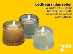 Trekpleister Ledkaars Glas Relief aanbieding
