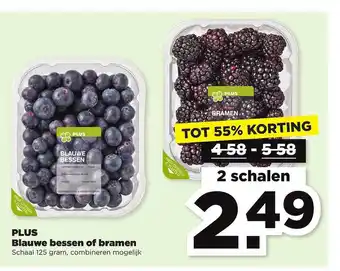 PLUS Plus blauwe bessen of bramen tot 55% Korting aanbieding