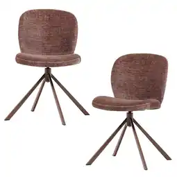 Wehkamp WOOOD Femke Eetkamerstoelen - Bouclé - Naturel - Set van 2 aanbieding