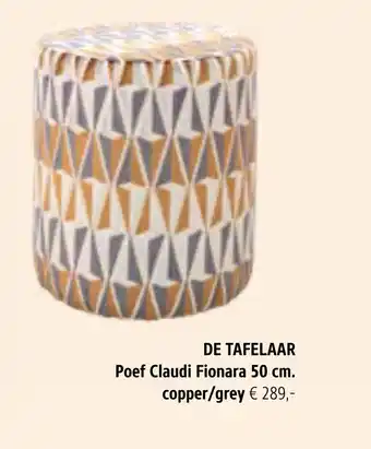 Villa Arena De tafelaar poef claudi fionara 50 cm. copper/grey aanbieding