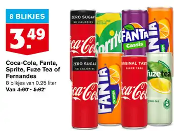 Hoogvliet Coca-Cola, Fanta, Sprite, Fuze Tea of Fernandes 250ml aanbieding