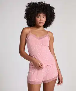Hunkemoller Hunkemöller Lace Jersey pyjamaset Roze aanbieding