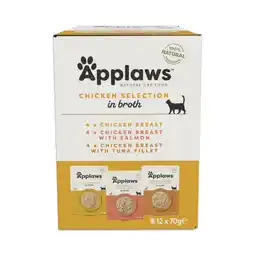 Zooplus Applaws Zakje met Bouillonmix 12 x 70 g - Mixpakket Kip 3 (3 Soorten) aanbieding