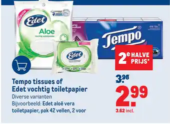 Makro Tempo tissues of edet vochtig toiletpapier aanbieding