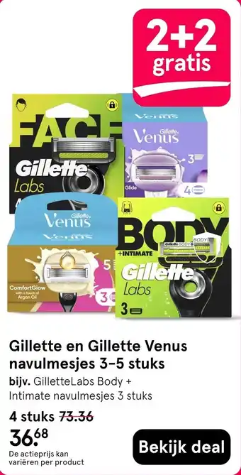 Etos Gillette en Gillette Venus navulmesjes 3-5 stuks aanbieding