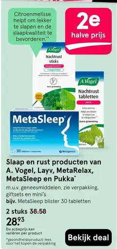 Etos Slaap en rust producten van A. Vogel, Layv, MetaRelax, MetaSleep en Pukka aanbieding