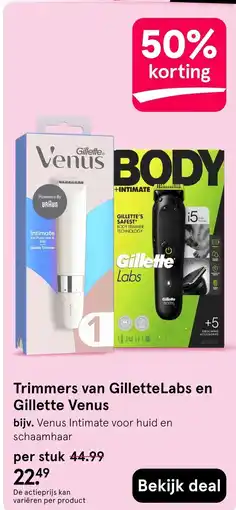 Etos Trimmers van Gillette Labs en Gillette Venus aanbieding