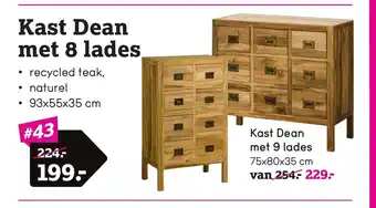 Leen Bakker Kast Dean met 8 lades 93 x 55 x 35 cm aanbieding